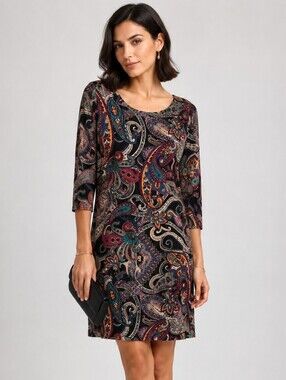 MSK Paisley Dress Black and Multicolor